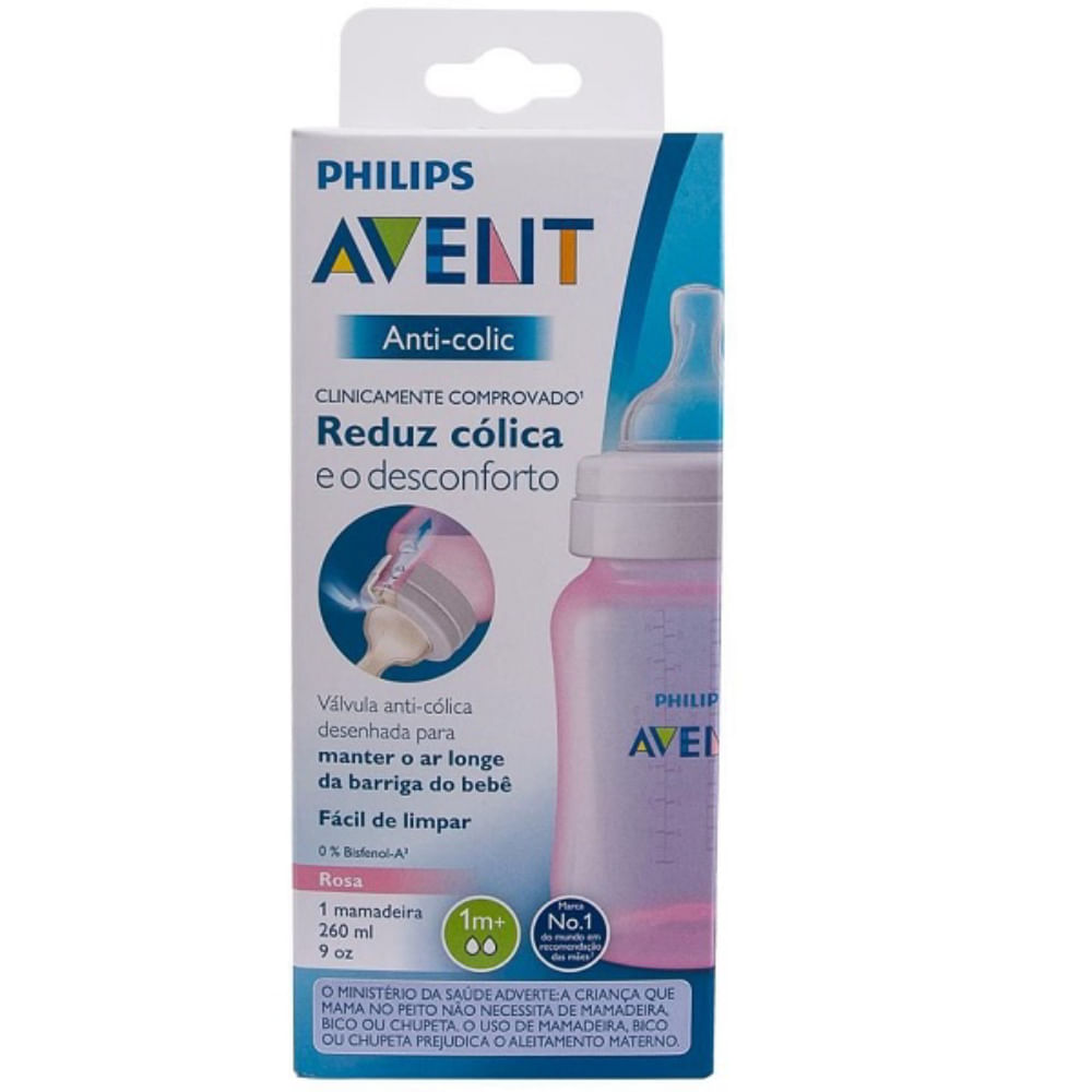 Mamadeira Anti-colic Classica 260ml Rosa Philips Avent Scf814/17