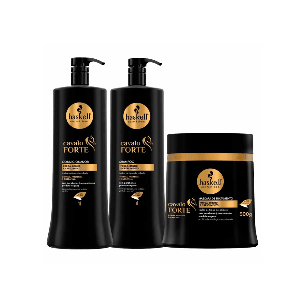 Kit Haskell Cavalo Forte Shampoo + Condicionador + Máscara