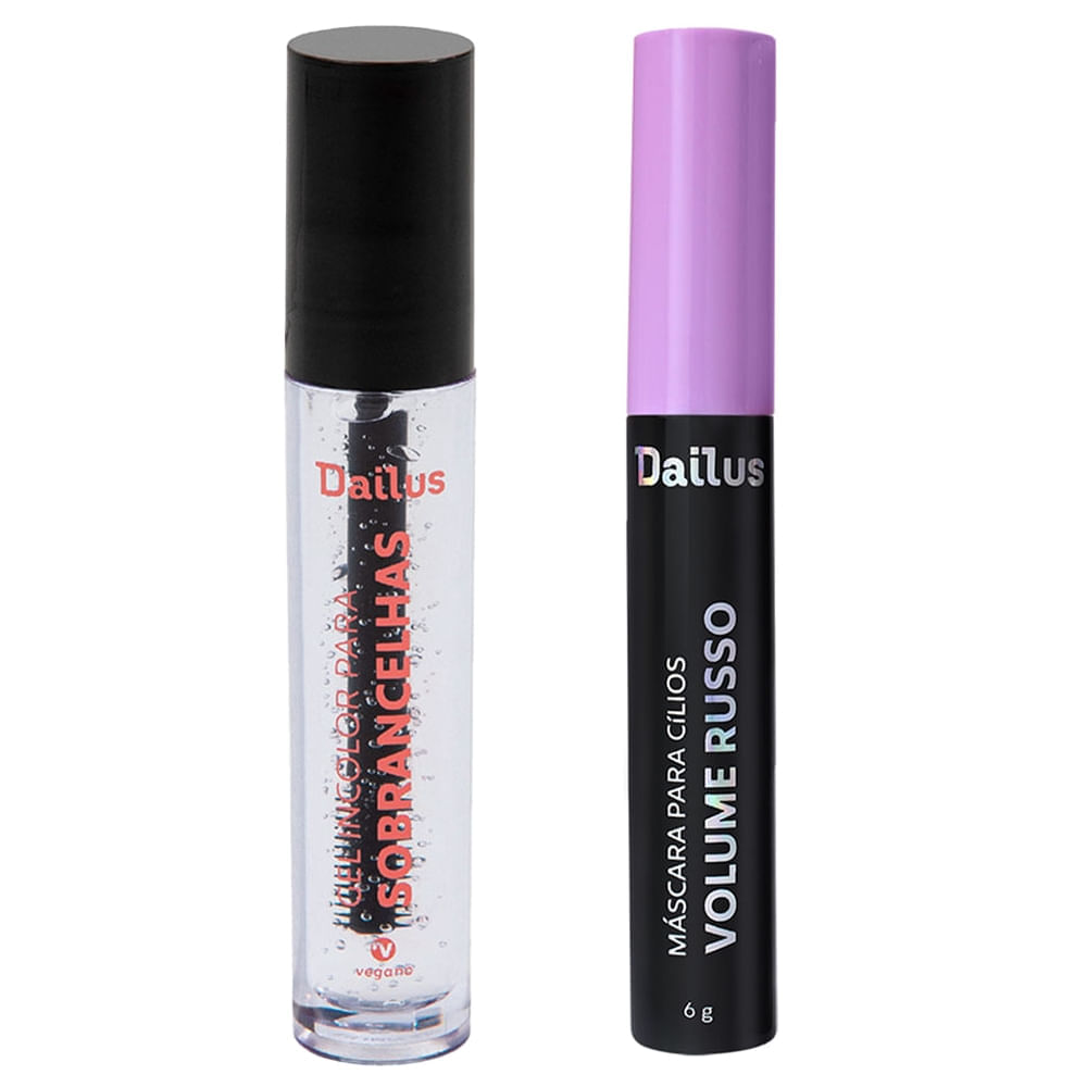 Dailus Kit - Máscara De Cílios + Gel Incolor Para Sobrancelhas