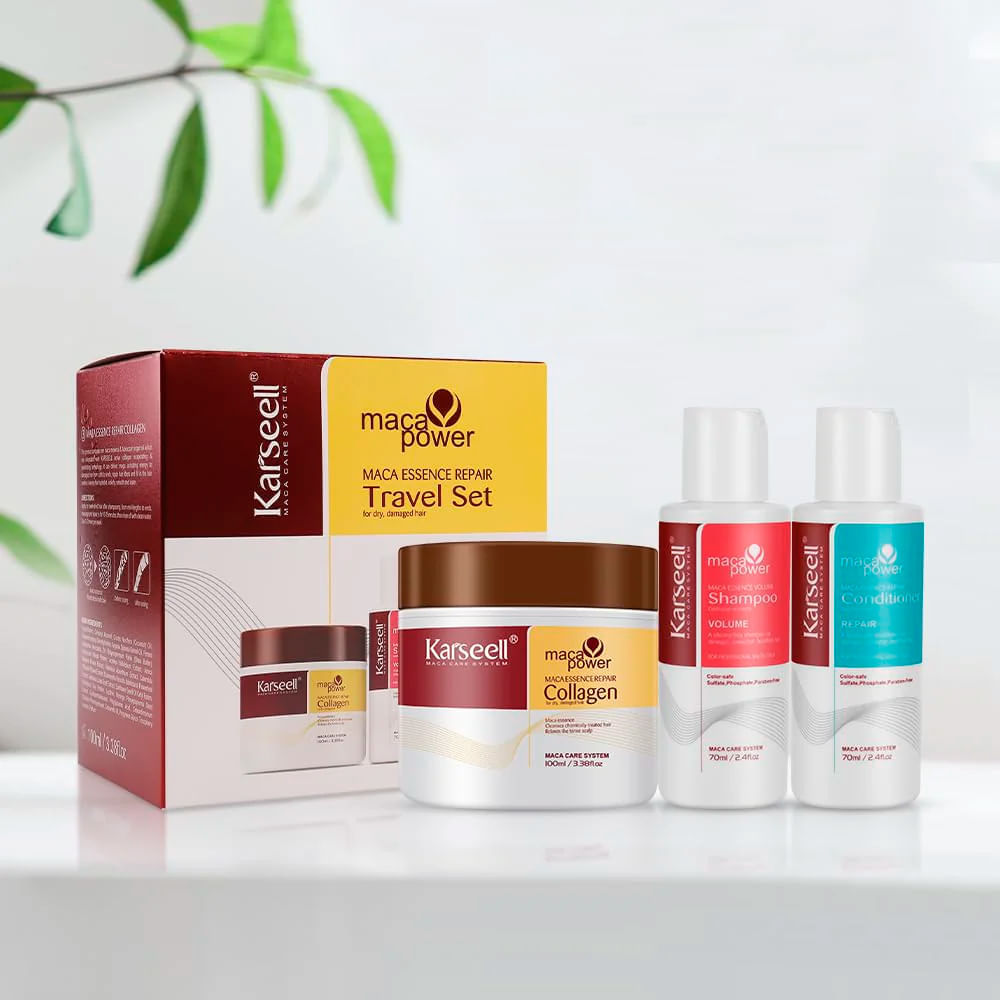 Kit de Viagem Karseell Maca Power Shampoo 70ml + Condicionador 70ml + Máscara Capilar 100ml