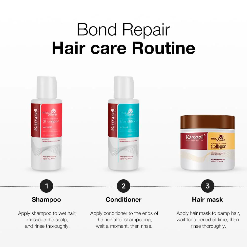 Kit de Viagem Karseell Maca Power Shampoo 70ml + Condicionador 70ml + Máscara Capilar 100ml