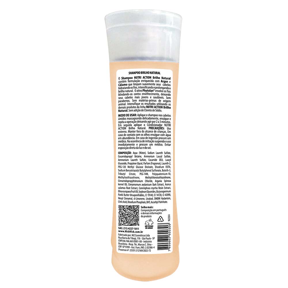Shampoo Nick Vick Nutri Action Natural Brilho 260ml
