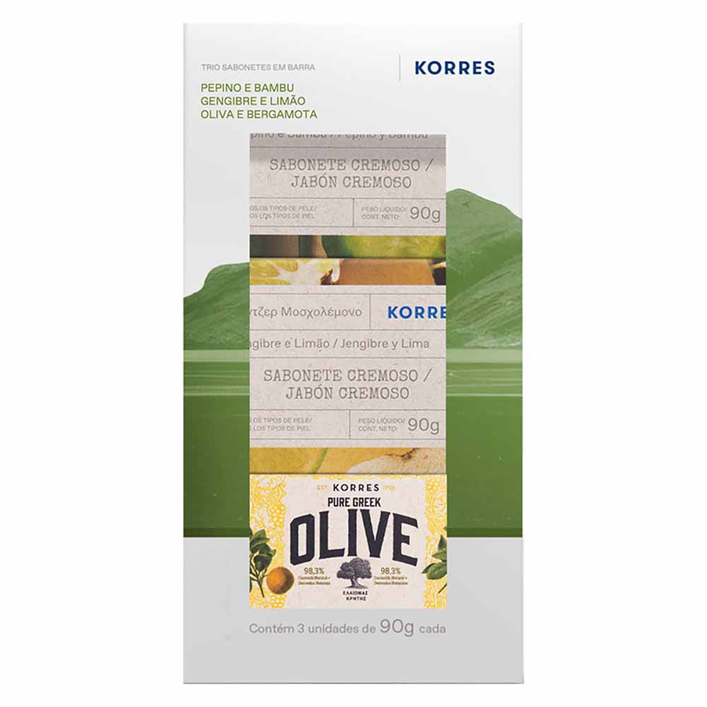 Kit Sabonete Em Barra Korres Pepino E Bambu, Gengibre E Limão Oliva E Bergamota