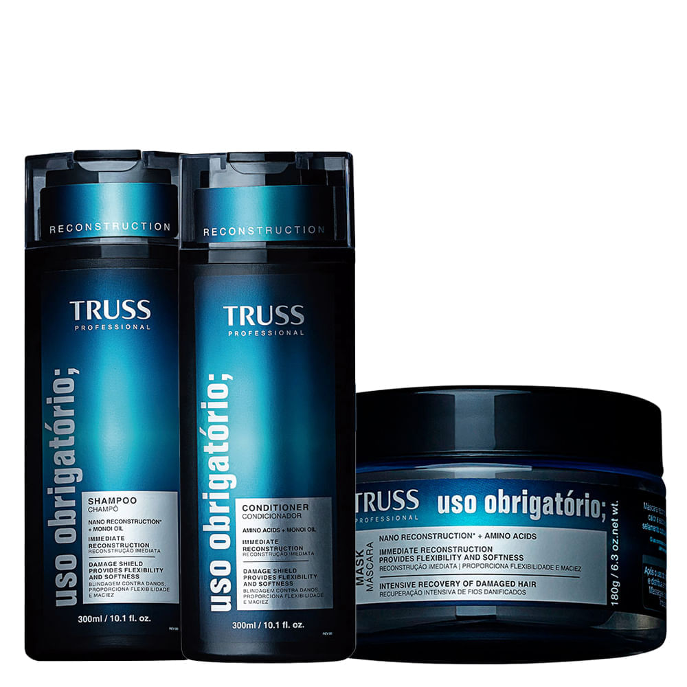 Kit Truss Uso Obrigatorio Shampoo 300ml + Condicionador 300ml + Máscara 180g
