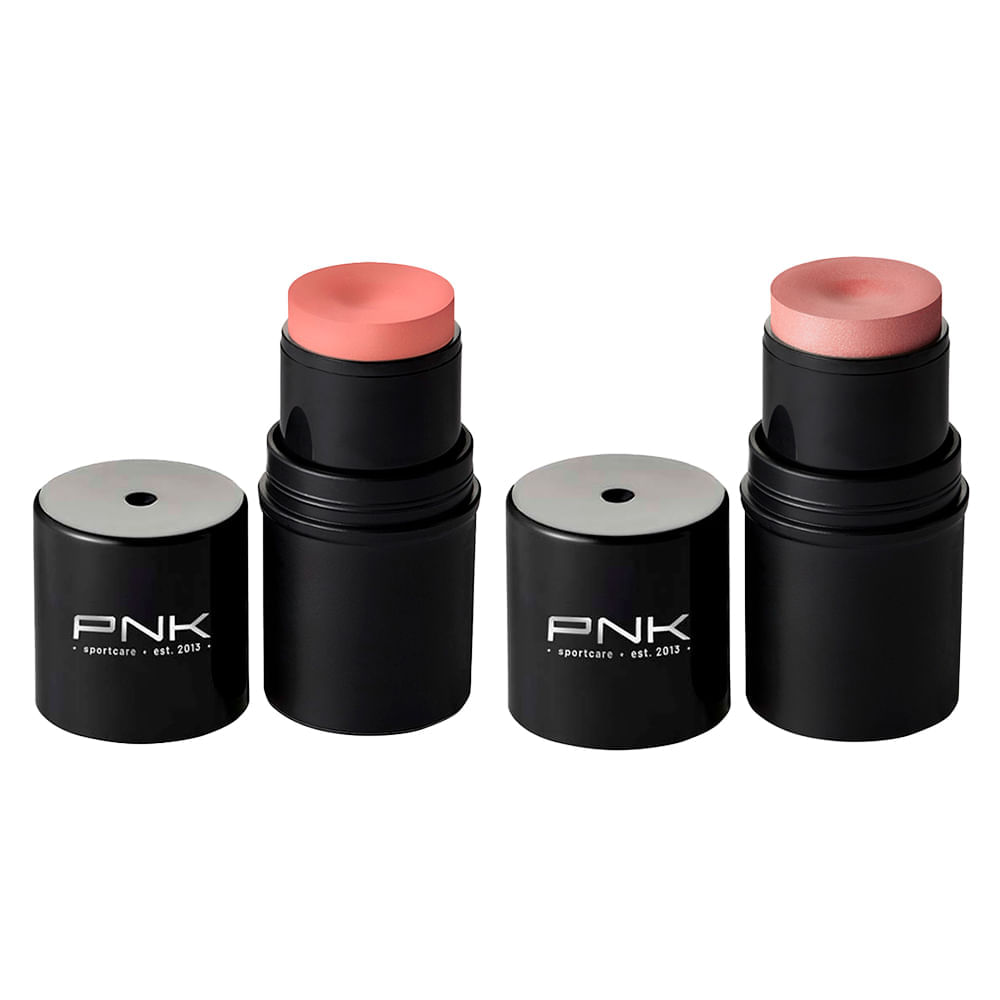 Kit Pink Cheeks Blush Em Bastão Cremoso Sport All In One Fps 30 Fpuva 10 Soft Peach 4,5g + Iluminador Em Bastão Cremoso Rose 4,5g