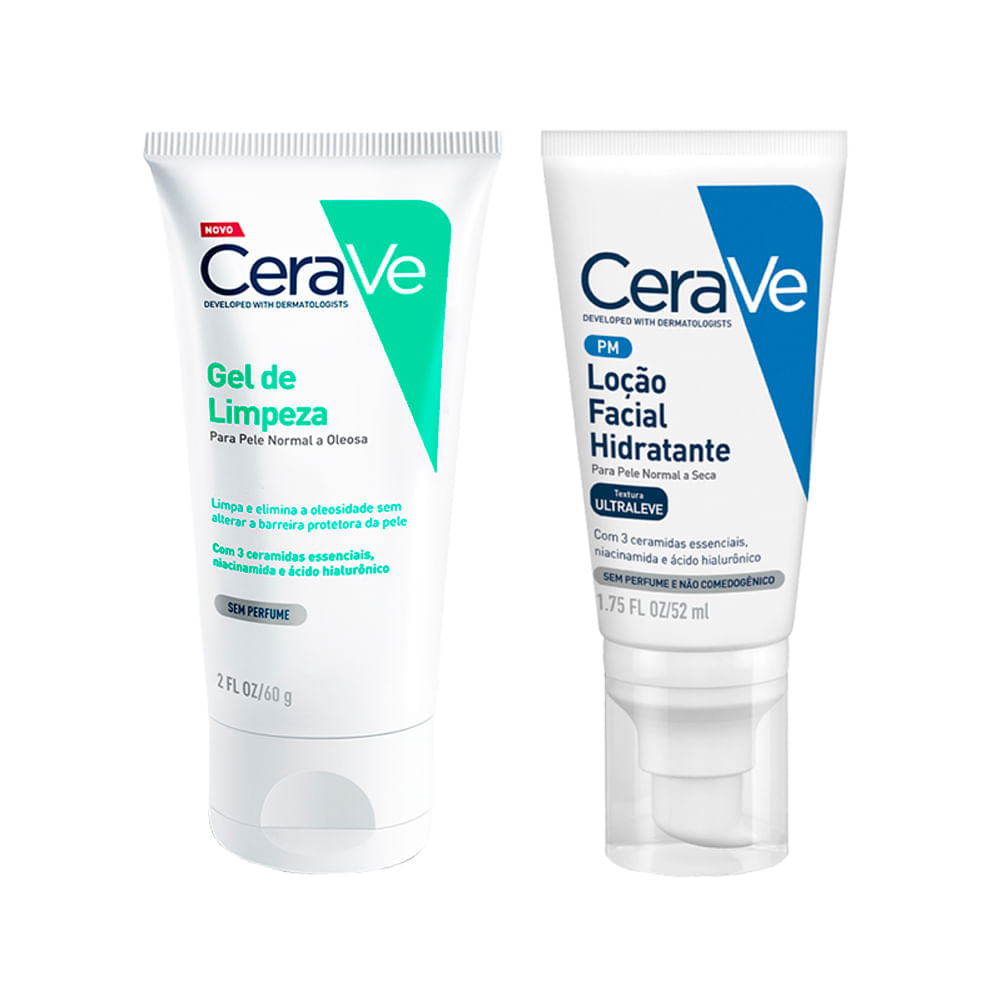 Kit Cerave Facial Loção Hidratante 52ml + Gel De Limpeza 60g