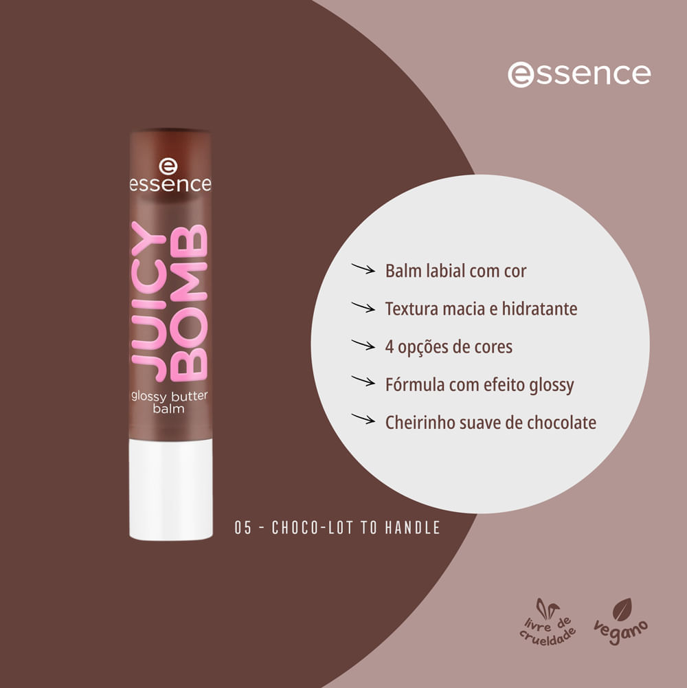 Balm Labial Essence Juicy Bomb Glossy Butter 05 Choco-Lot To Handle 2,5g