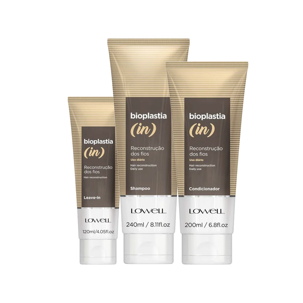 Kit Lowell Bioplastia In Shampoo 240ml + Condicionador 200ml + Leave-In 120ml