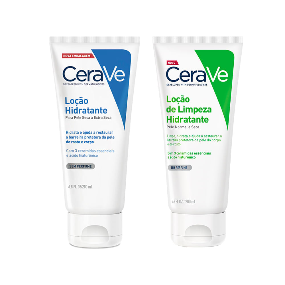 Kit Cerave Corporal Loção Hidratante Corporal 200ml + Loção De Limpeza Hidratante 200ml