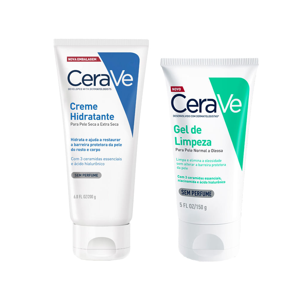 Kit Cerave Creme Hidratante Corporal 200g + Gel Facial De Limpeza 150g