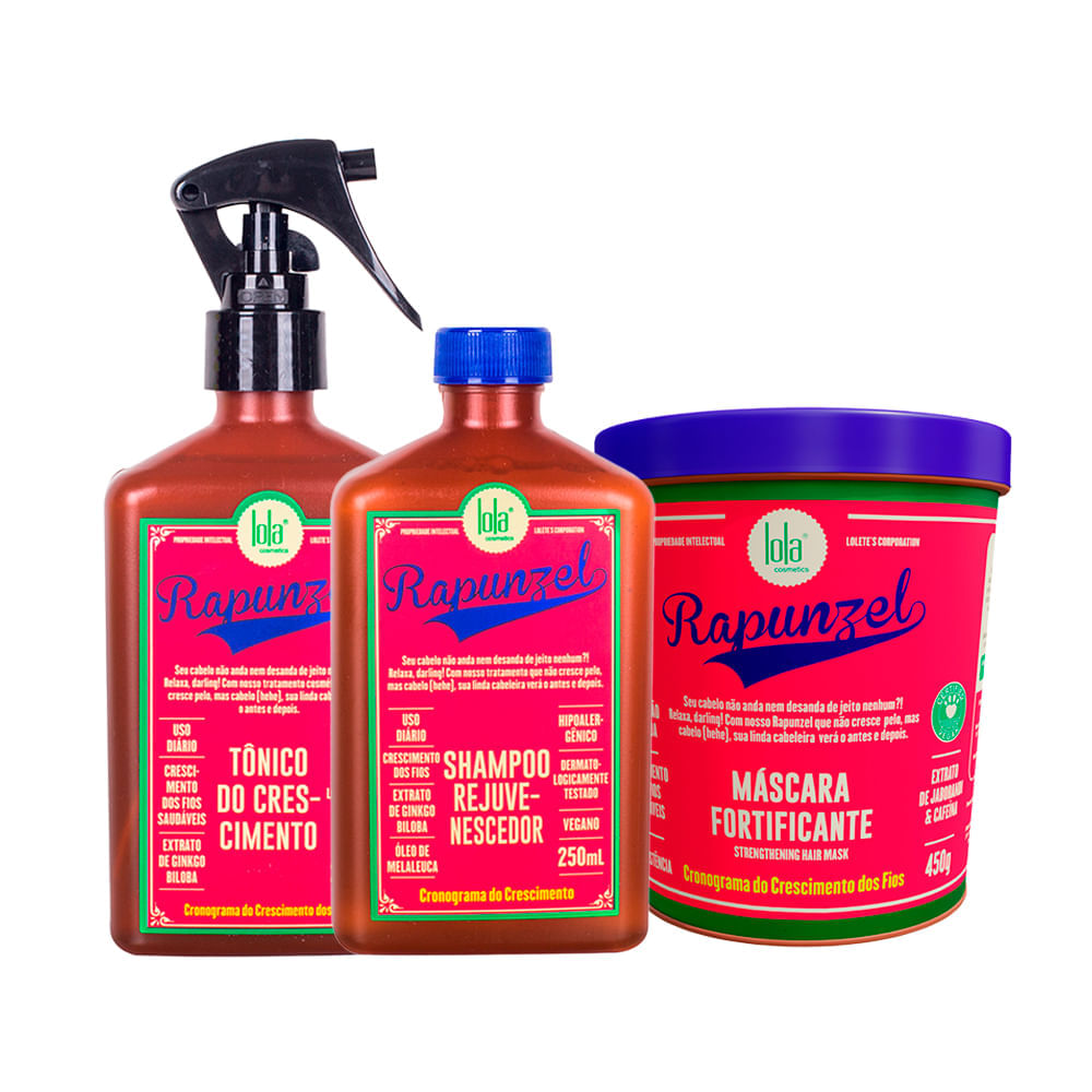 Kit Lola From Rio Rapunzel Shampoo 250ml + Tônico 250ml + Máscara 450g