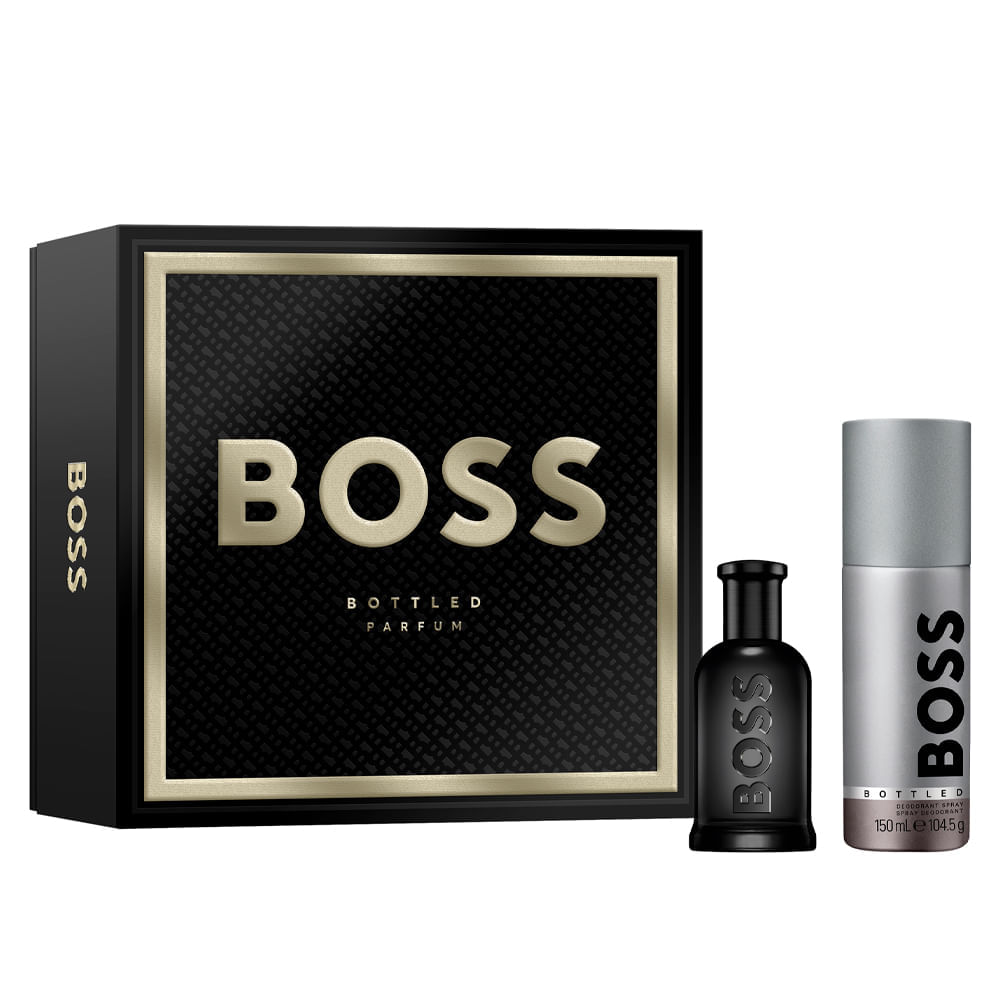 Kit Hugo Boss Coffret Perfume Boss Bottled Parfum Masculino 50ml + Desodorante 150ml + Caixa Preta