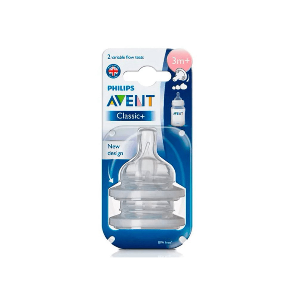 Bico Mamadeira Classic Fluxo Variavel (3M+) Philips AVENT 2 Unidades