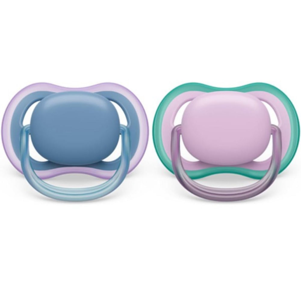 Chupeta ULTRA AIR Dupla Lisa 6-18M Azul e Rosa Philips AVENT SCF085/34