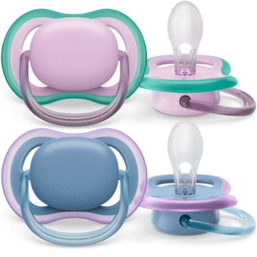 Chupeta ULTRA AIR Dupla Lisa 6-18M Azul e Rosa Philips AVENT SCF085/34