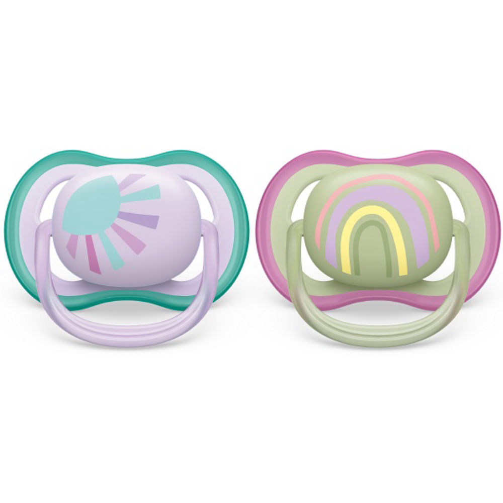 Chupeta ULTRA AIR Dupla Decorada 0-6M Philips AVENT Rosa e Verde