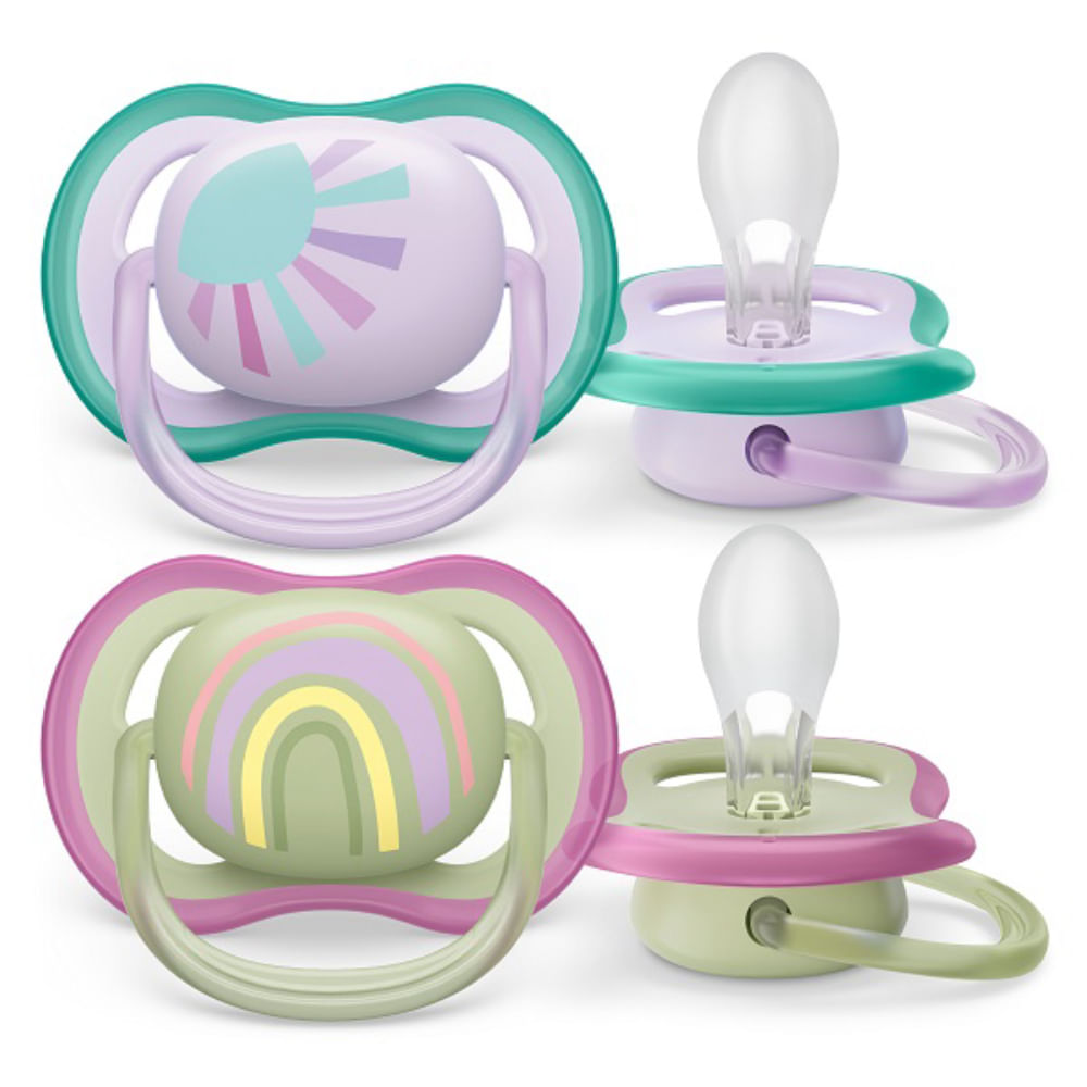 Chupeta ULTRA AIR Dupla Decorada 0-6M Philips AVENT Rosa e Verde