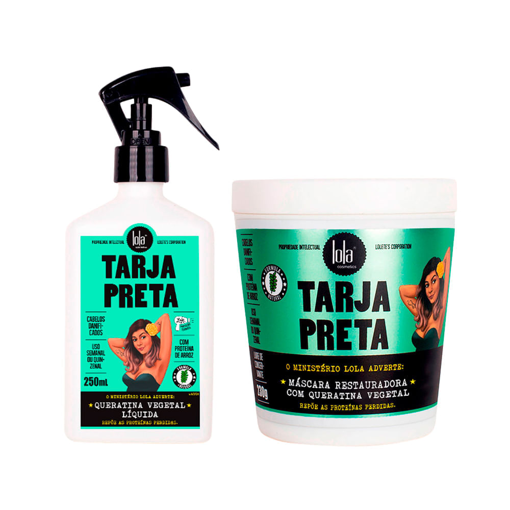 Kit Lola From Rio Tarja Preta Máscara De Reconstrução 230g + Spray De Queratina 250ml