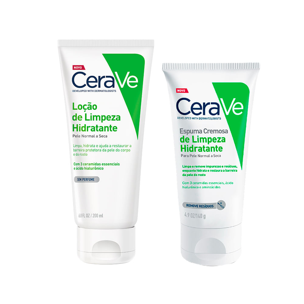 Kit Cerave Espuma Facial De Limpeza Hidratante 140g + Loção De Limpeza Corporal 200ml