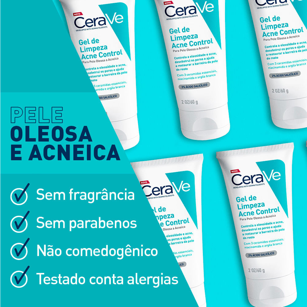 Gel Facial de Limpeza Cerave Acne Control 340g