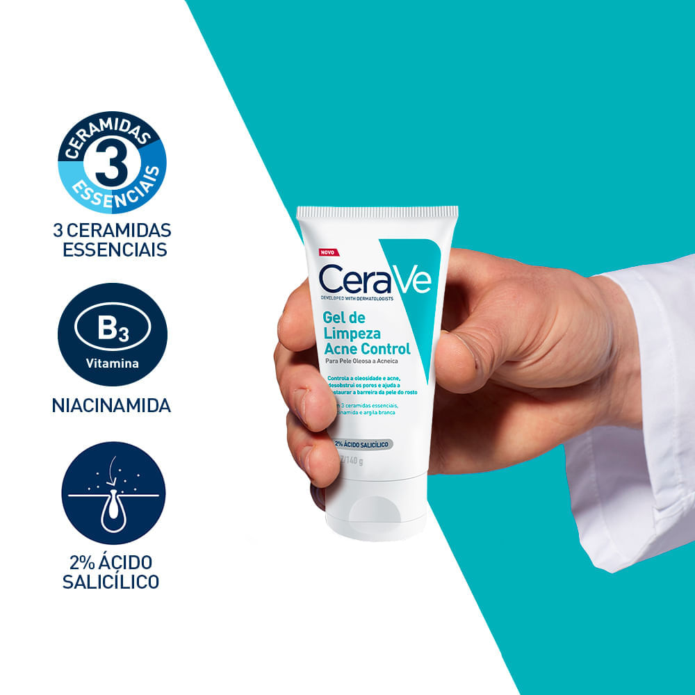 Gel Facial de Limpeza Cerave Acne Control 340g