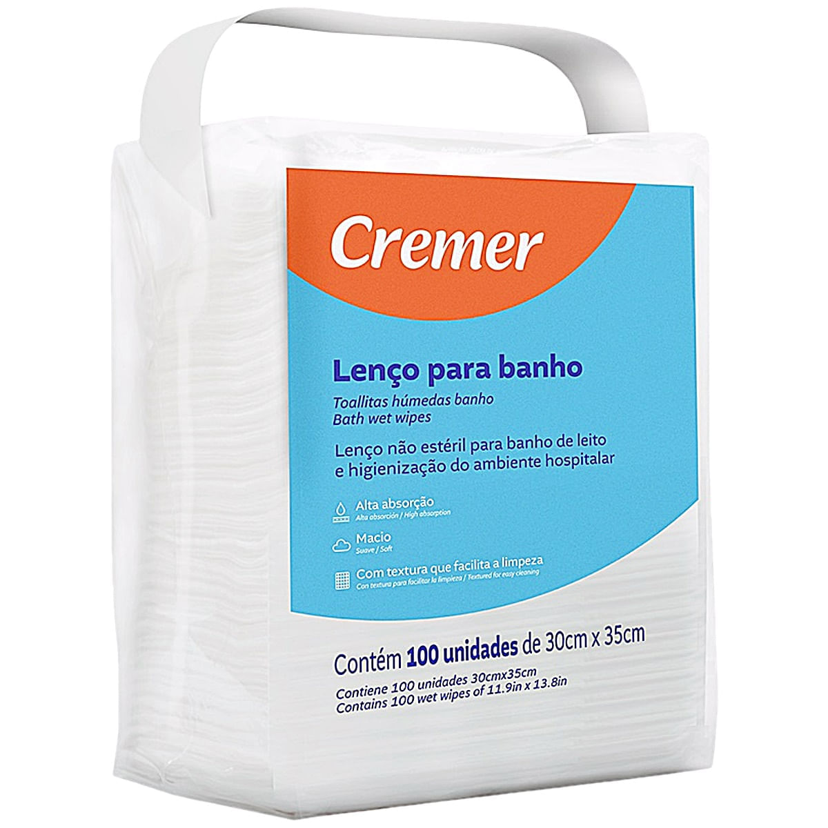 Lenço para Banho Cremer 30X35cm 100 unidades