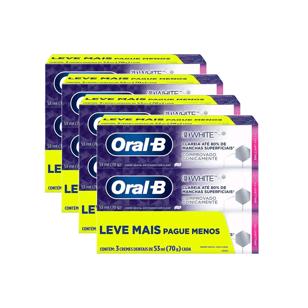 Kit Creme Dental Oral B 3D White Brilliant Fresh 70g Leve 3 Pague 2  4 Unidades