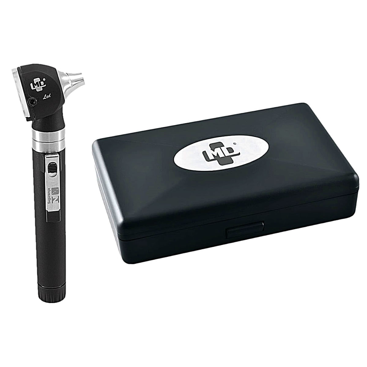 Otoscópio Omni Led Fibra Óptica Md - Preto Com Estojo Luxo