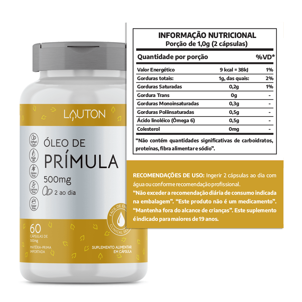 Óleo de Prímula Lauton Nutrition  60 Cápsulas