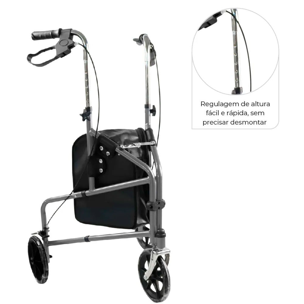 Andador Dobrável 3 Rodas D11 Dellamed