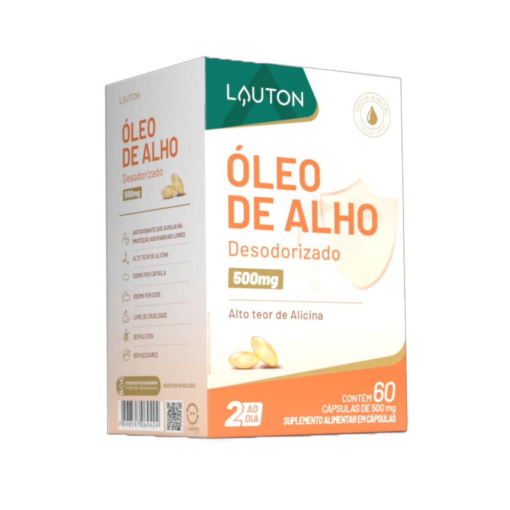 Óleo De Alho Cru Lauton Nutrition 60 Cápsulas