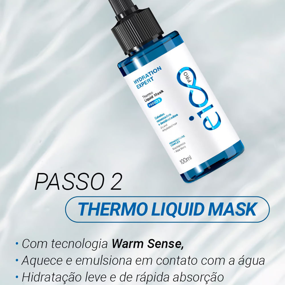Kit Eico Pro Hydration System Shampoo 100ml + Condicionador 100ml + Máscara Líquida 100ml + Protetor térmico 100ml
