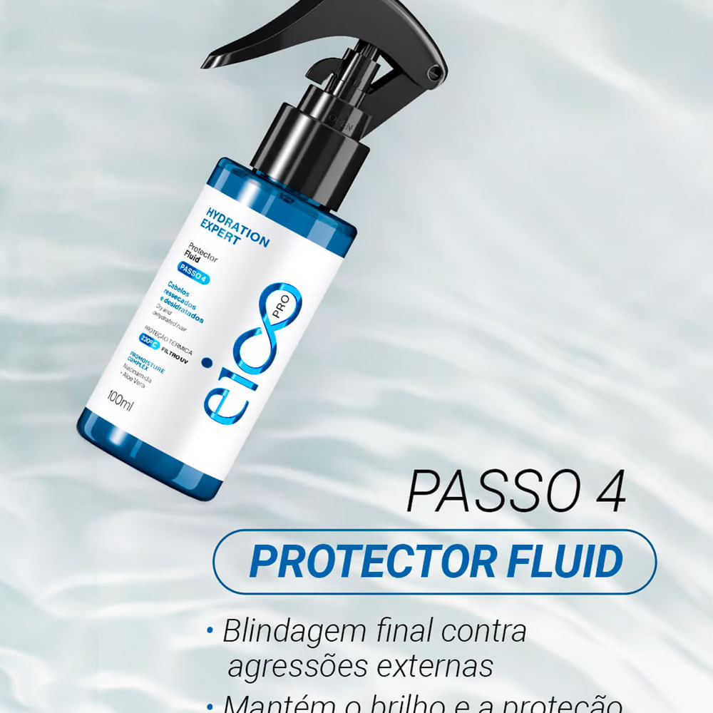 Kit Eico Pro Hydration System Shampoo 100ml + Condicionador 100ml + Máscara Líquida 100ml + Protetor térmico 100ml