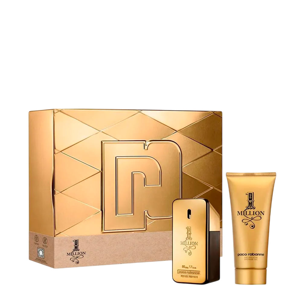 Kit Rabanne 1 Million Masculino  Eau de Toilette 50ml + Gel de Banho Perfumado 100ml