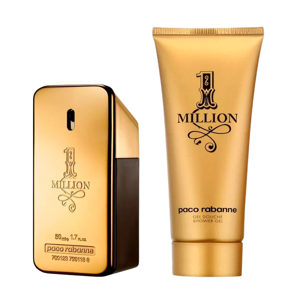 Kit Rabanne 1 Million Masculino  Eau de Toilette 50ml + Gel de Banho Perfumado 100ml