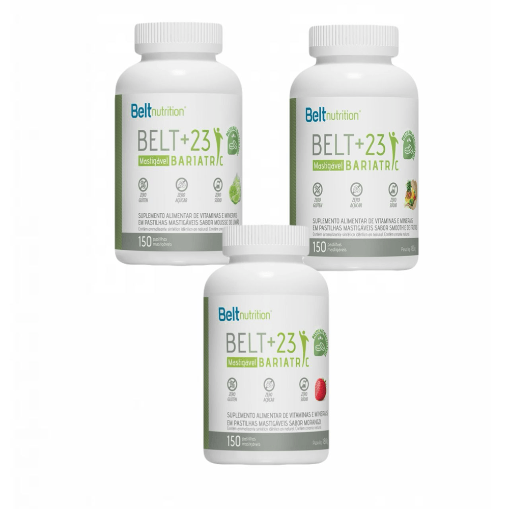 Kit 3 Sabores Belt 23 Morango Smoothie Limão  Belt Nutrition