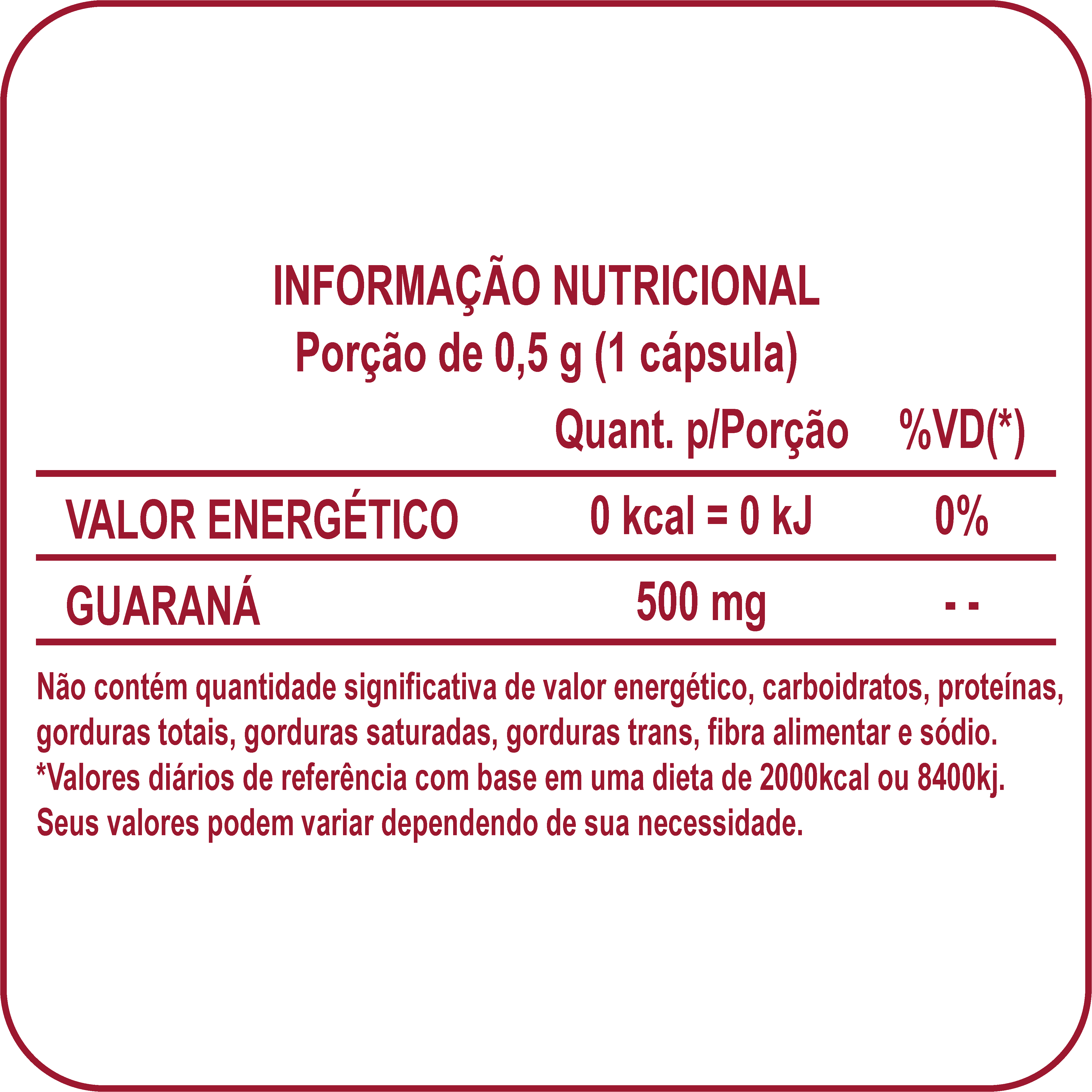 Guaraná 500mg 60 Cápsulas Natunéctar