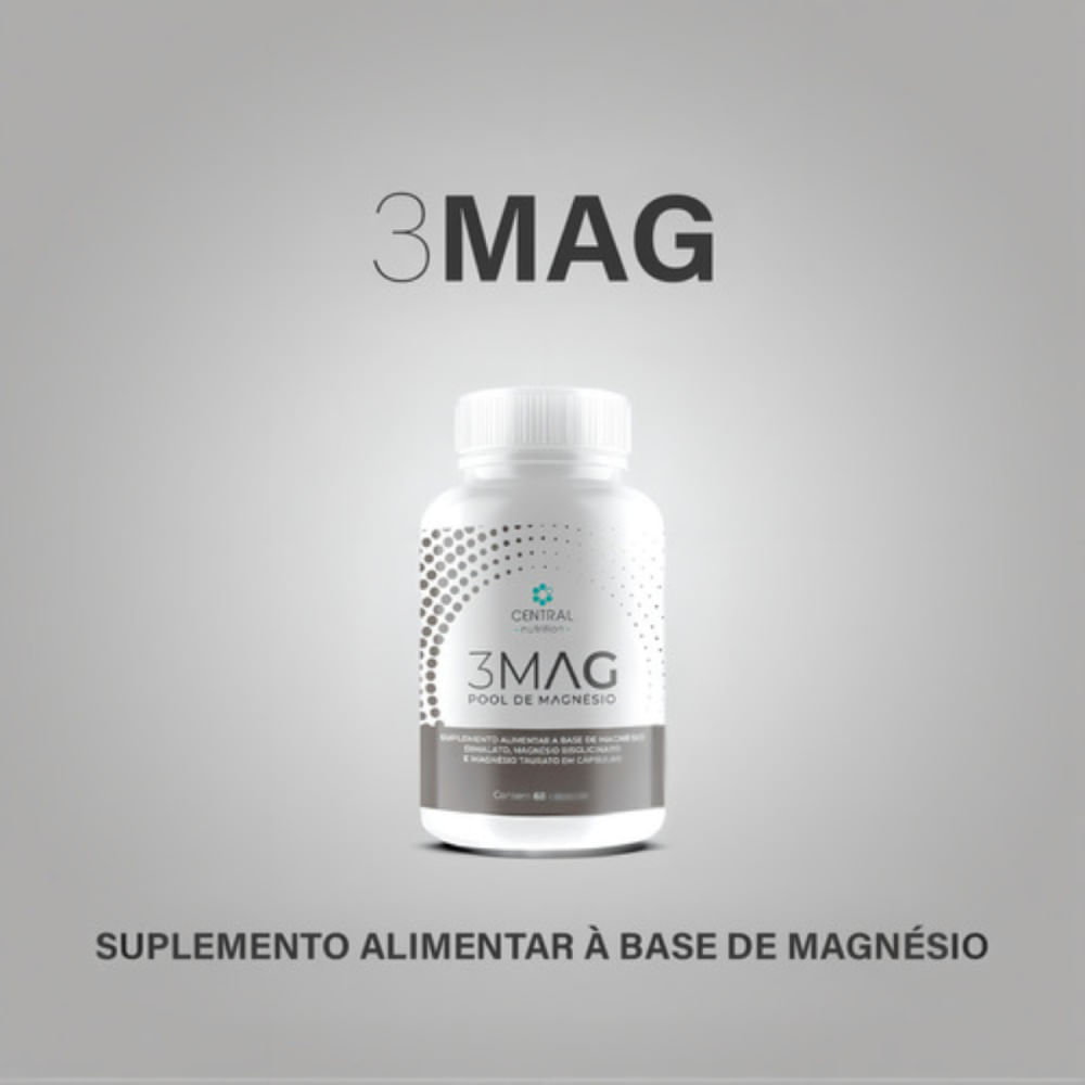 3x 3 Mag Magnesio Quelato Taurato Dimalato Central Nutrition Sem Sabor