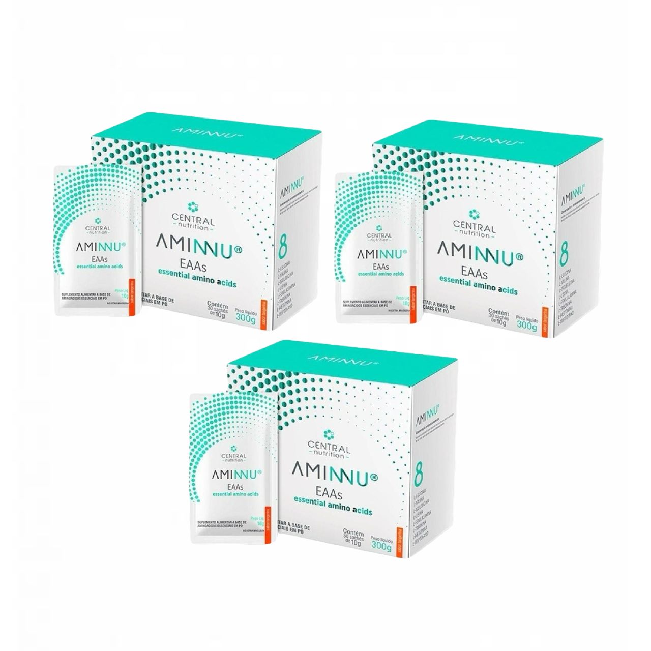 3x Aminnu Eaas 10g- 30 Sachês- Central Nutrition- Tangerina Tangerina