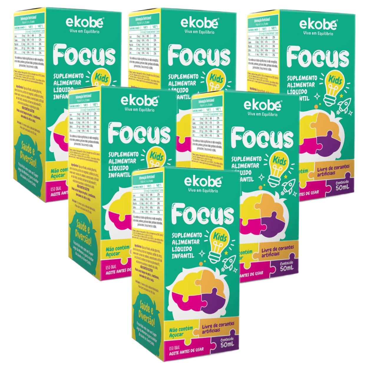 6x Focus Kids- 50ml- Sabor Tutti-Frutti- Ekobé