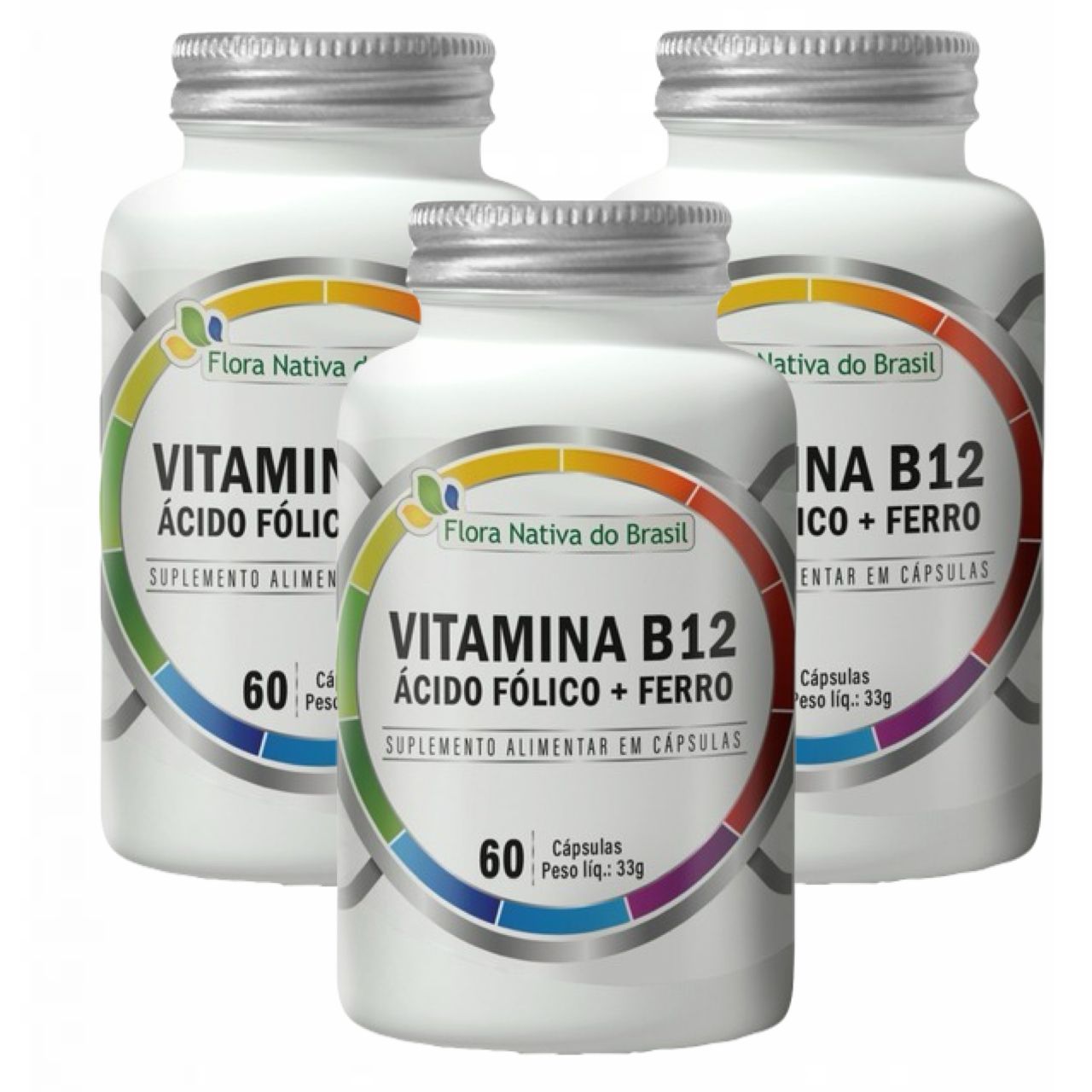 3x B12 Metilcobalamina- Ácido Fólico- Ferro- 60 Cápsulas