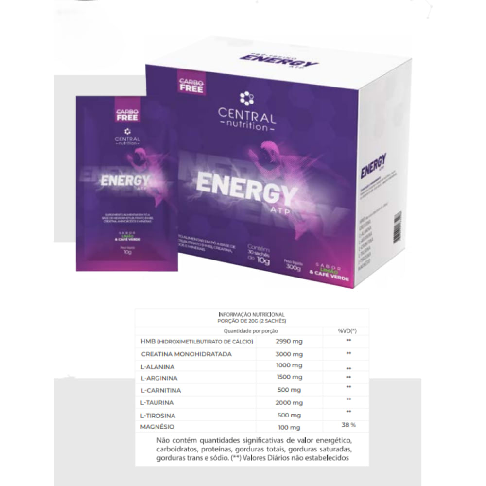 2x Energy Atp-30 Sachês De 10g- Central Nutrition- Tangerina Tangerina