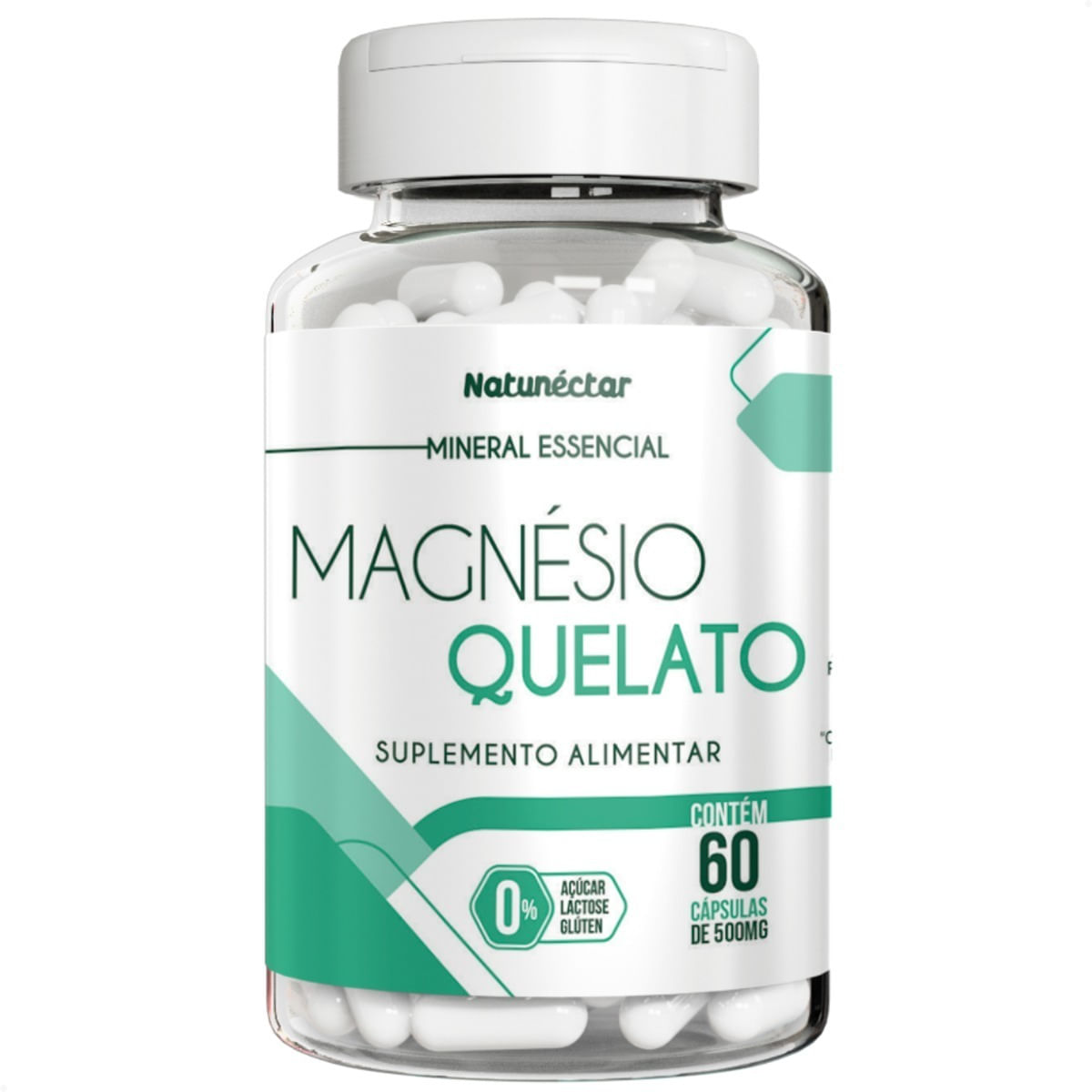 Magnésio Quelato Puro Suplemento 60 Cápsulas- Natunéctar