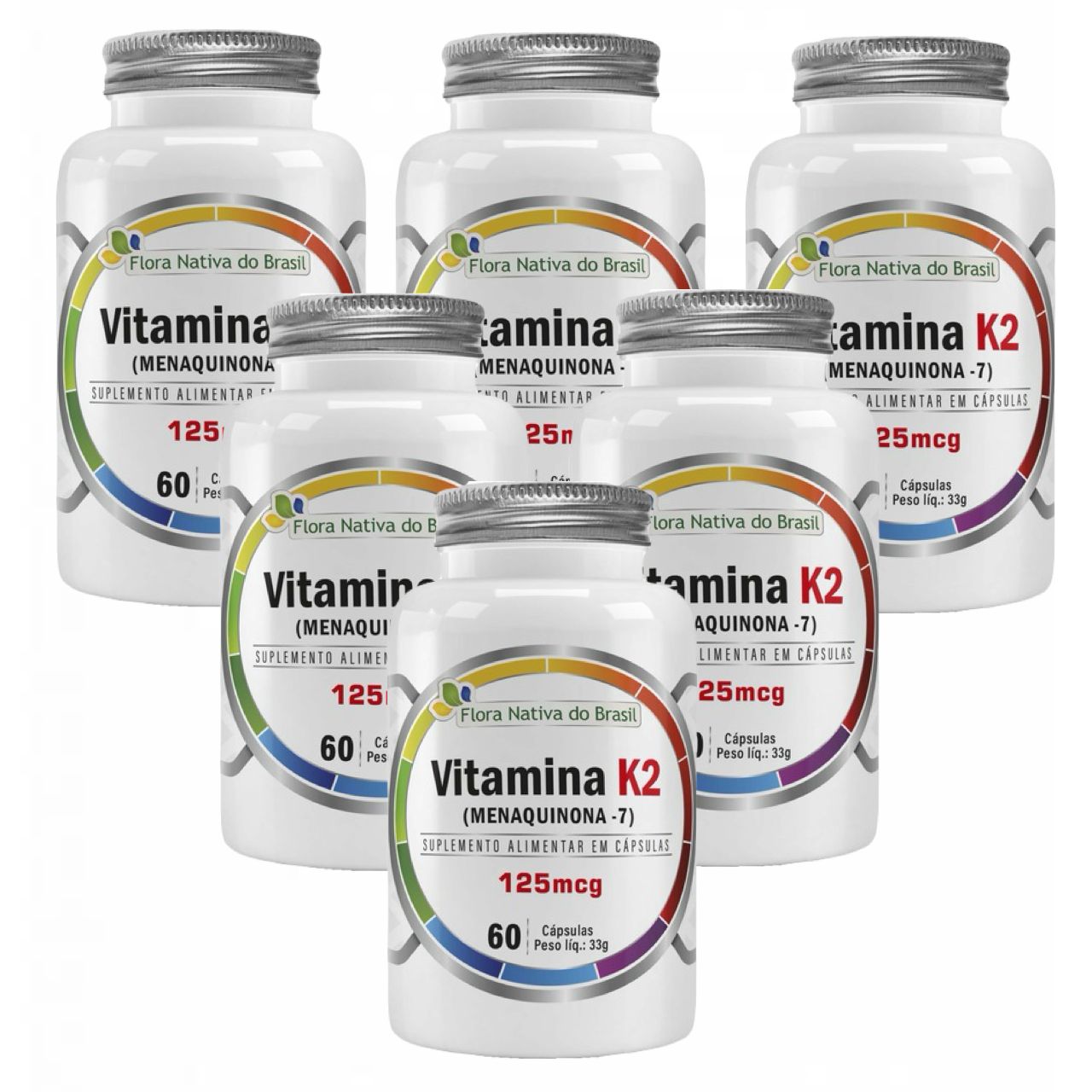 6x Vitamina K2 - 60 Cápsulas - Flora Nativa