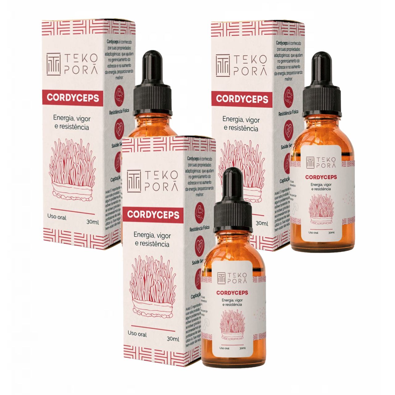 3x Extrato Cordyceps- Cordyceps Militaris- 30ml- Teko Porã Sem Sabor