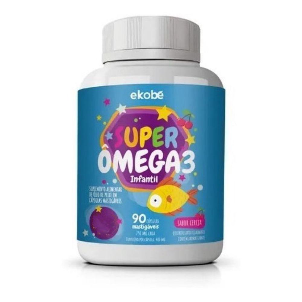 3x Super Ômega 3 Infantil- Ekobé Kids- 90 Caps. Mastigáveis