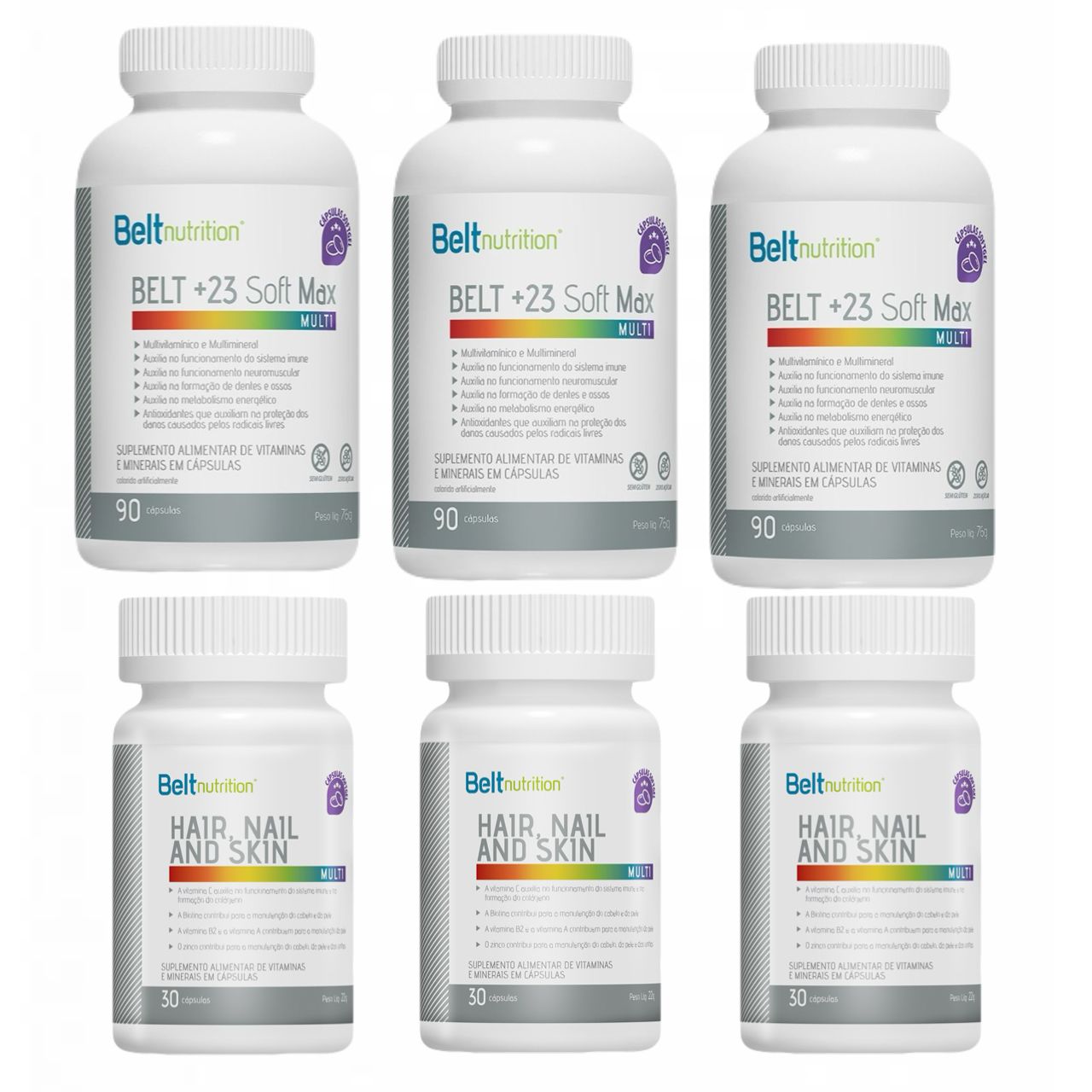 3x Belt +23 Soft Max 90 Caps.+ 3x Belt Hair Plus 30 Caps.