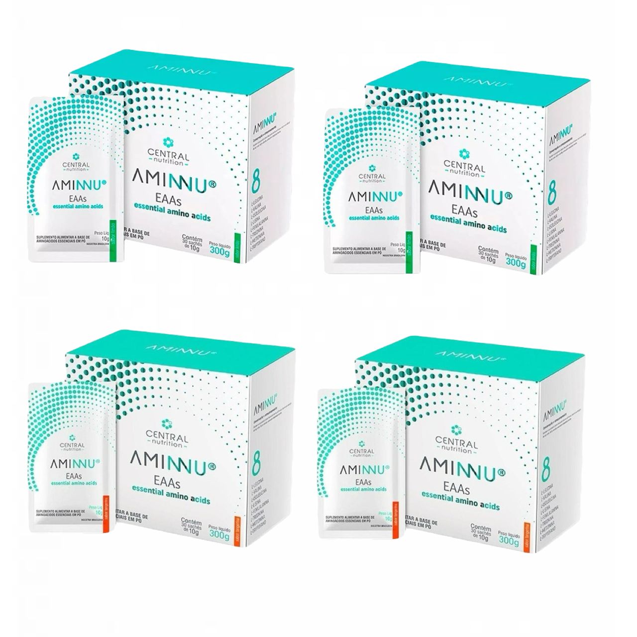 2x Kit  Aminnu Eaas 10g Tangerina + Limão- Central Nutrition Tangerinaelimao