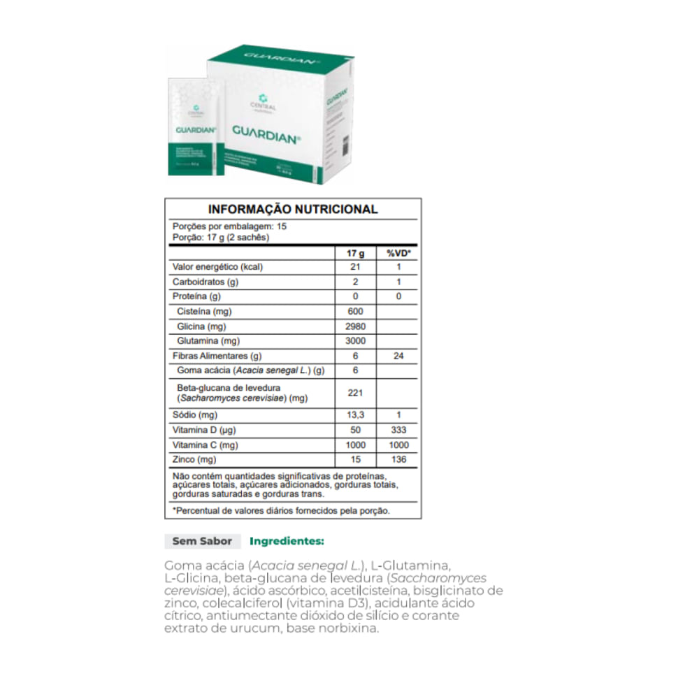 2x Guardian 8,5g- 30 Sachês - Central Nutrition - Sem Sabor Sem Sabor