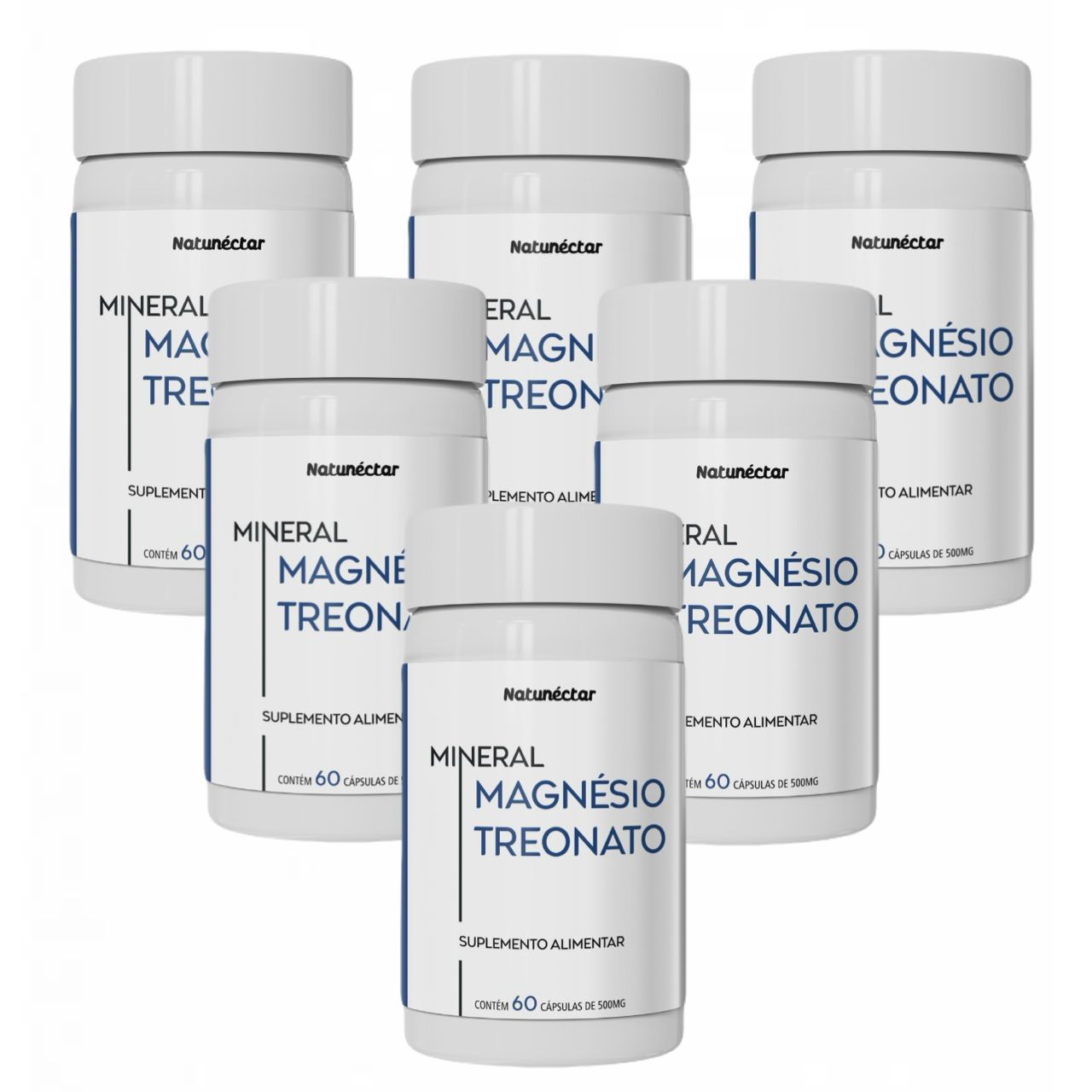 6x Magnésio Treonato Puro 60 Cápsulas 500mg